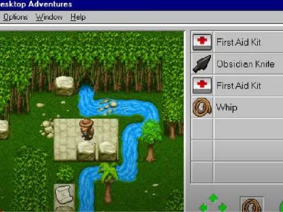 The game has a top-down view as the Indian Jones character is in the middle of the forest.